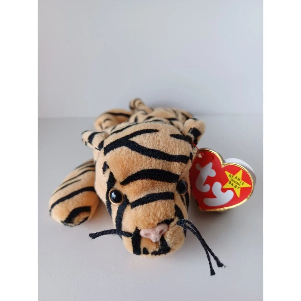 Vintage 90s Stripes Tiger Ty Beanie Baby Plush Stuffed Animal Collectible Toy